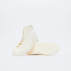 Converse - Chuck 70 Hi Premium Leather (egret / Egret / Egret) -Mode Vêtement Magasin Converse Chuck 70 Hi Premium Leather Egret Egret Egret 3