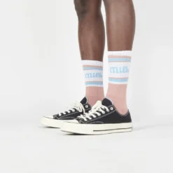 Milk Milson Socks Made In France - Rose Antico/Light Blue -Mode Vêtement Magasin Milk Milson Socks Made in France Rose Antico Light Blue 3