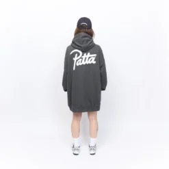 Mode Vêtement Magasin -Mode Vêtement Magasin Patta Femme Basic Washed Hooded Sweater Dress Raven 3