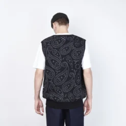 Pop Trading Company - Paisley Knitted Spencer Vest (Anthracite) -Mode Vêtement Magasin Pop Trading Company Paisley Knitted Spencer Vest Anthracite 4