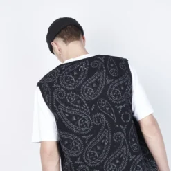 Pop Trading Company - Paisley Knitted Spencer Vest (Anthracite) -Mode Vêtement Magasin Pop Trading Company Paisley Knitted Spencer Vest Anthracite 5