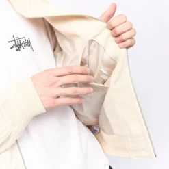 Stussy - Linen Beach Bomber (Natural) -Mode Vêtement Magasin Stussy Linen Beach Bomber Natural 5