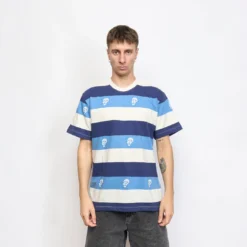 Tired Skateboards - Sad Skull Stripe Jacquard SS Tee (Navy)