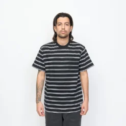 Tired Skateboards - Stamp Stripe Pocket Organic Tee (Black)